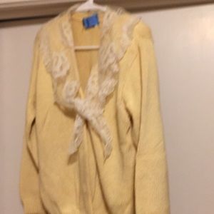 VINTAGE Cotton SWEATER w/lace collar